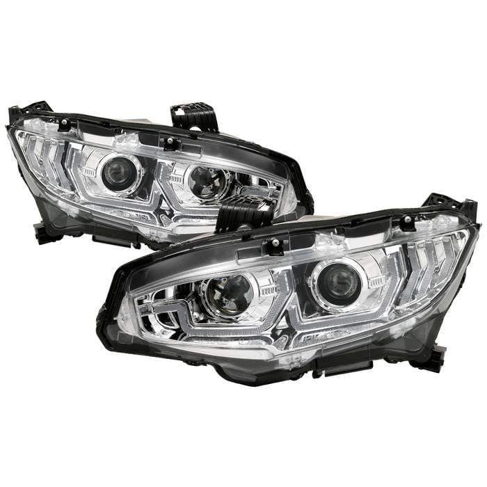 Spyder Signature Projector Headlights - w/LED Sequential Turn Signal Lights - H1 - Chrome