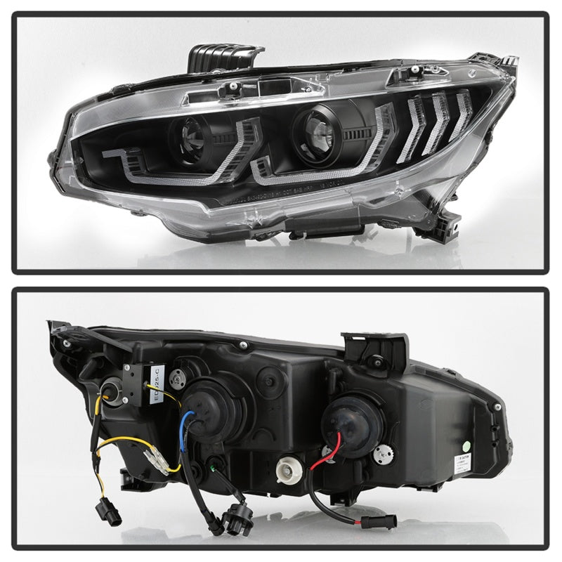 Spyder Signature Projector Headlights - w/LED Sequential Turn Signal Lights - H1 - Black
