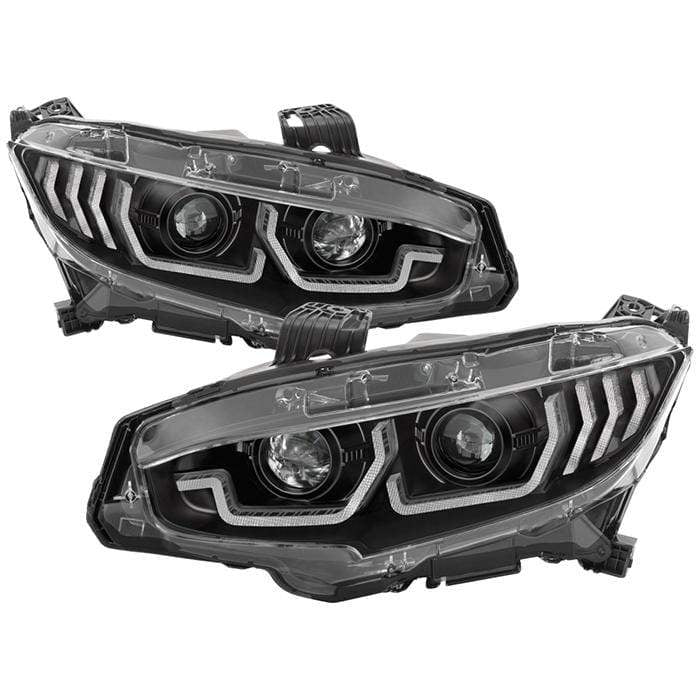 Spyder Apex Projector Headlights - w/LED Sequential Turn Signal Lights - LED - Black