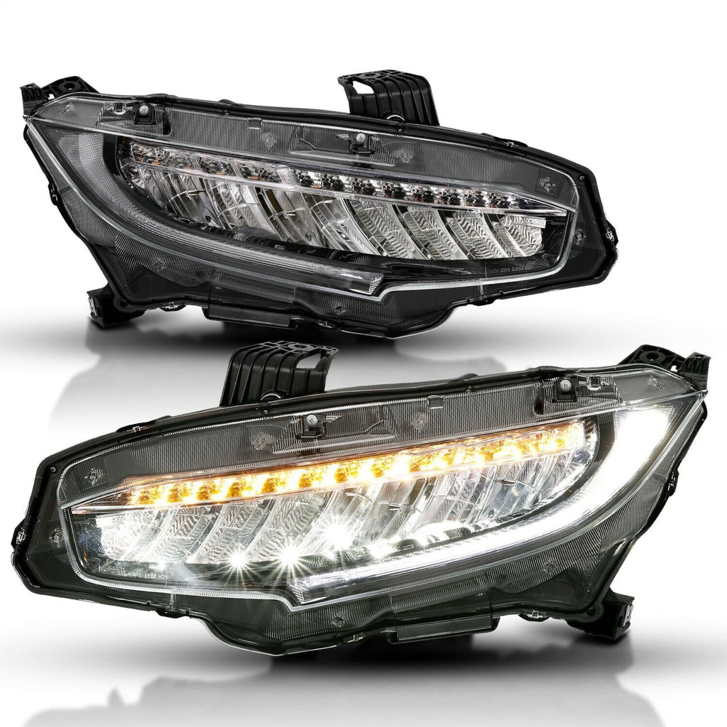 ANZO LED Projector Headlights w/ Sequential Turn Signal 2016-17 Honda Civic Sedan